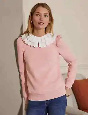 BODEN Hattie Collar Sweatshirt Milkshake SIZE UK 14 T0837 USED  J4 • £16.99