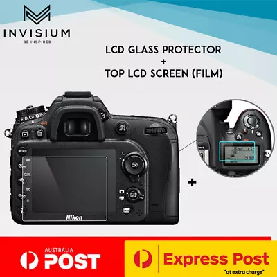 INVISIUM Tempered Glass Screen Film Protector TOP + REAR Nikon D7200 D7100 DSLR • $9.95