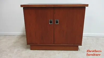 Mid Century Danish Modern Walnut Server Bar Cart Liquor Cabinet • $899
