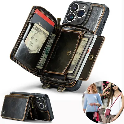 $15.29 • Buy 2in1 Leahter Wallet Card Slot Phone Case Cover Hand Strap For IPhone 11 12 13 14