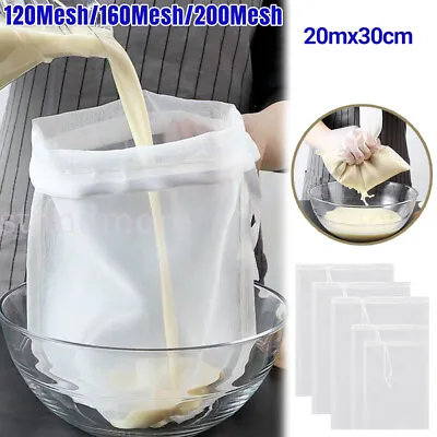 2/5PCS Filter Bag Nut Milk Coffee Micron Reusable Nylon Fine Mesh Food Strainer • £4.49