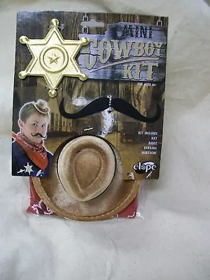 Mini Cowboy Costume Hat Sheriff Badge Bandana Mustache Western Outlaw Rodeo Pet • $13.95