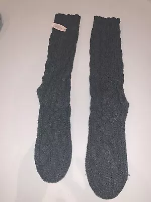 Victoria's Secret Booties Knit Long Socks Slipper M 7 - 8 Gray Grey NWT • $21.49