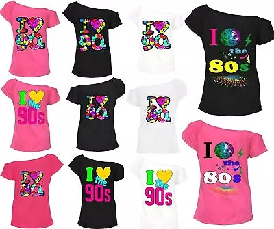 Ladies I Love The 80s T-Shirt Fancy Dress Costume Neon Festival Womens Outfit • £9.49