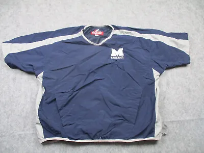 Michigan Wolverines Sweatshirt Mens Large Blue Pullover Baseball Windbreaker • $22.47