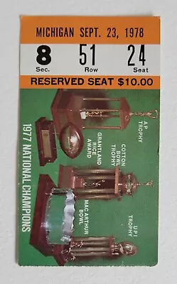 $75 • Buy Notre Dame Vs. Michigan - THE REUNION GAME Sept. 1978 - Montana & Leach - TICKET