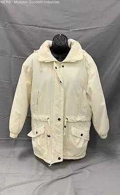 London Fog Cream Vintage Sympatex Windbreaker Hooded Parka Jacket - Size M • $9.99