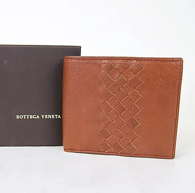 NEW BOTTEGA VENETA Mens Leather Bifold Wallet W/Woven Detail Brown 196207 6318 • $272.59