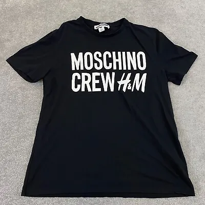 MOSCHINO X H&M 'H&MOSCHINO' Designer Jeremy Scott Shirt Mens Medium Black S/S • $44.99