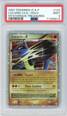 $47 • Buy 2007 Pokemon PSA 9 Lucario Lv. X HOLOBLEED - 122/123 D&P Mysterious Treasures MT