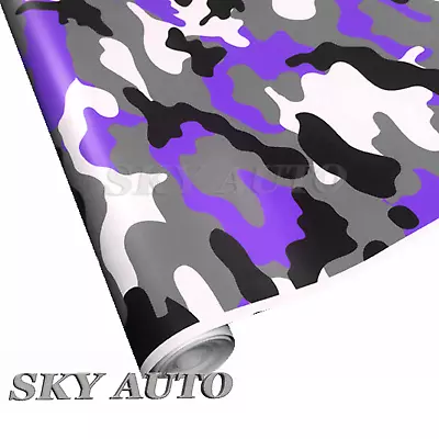  Purple Black White Gray Camouflage Vinyl Car Wrap Sheet +Free Tools(2 Feet & Up • $99.99