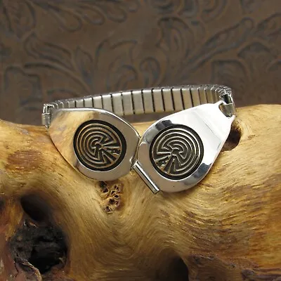 Navajo Sterling Silver And Gold Man In The Maze Watch Band By Jimmy Secatero+ • $375