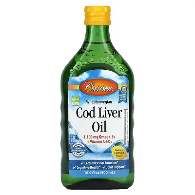 Wild Norwegian Cod Liver Oil Natural Lemon  16.9 Fl Oz (500 Ml) • $44.63