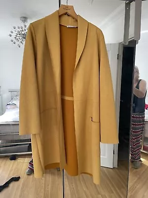 Zara Long Faux Soft Suede Trinny Woodall Yellow Blazer Jacket Size L 16-18 Viral • £15