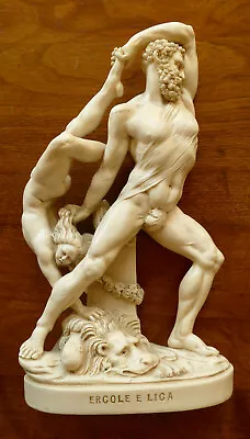  G. RUGGERI  ERCOLE E LICA  Alabaster Hercules Sculpture Statue 10.2  Exquisite  • $116.97