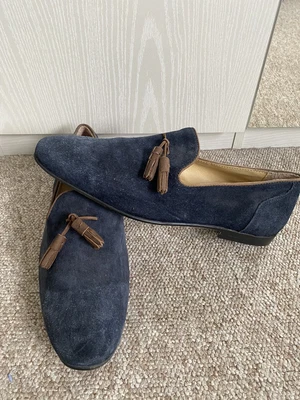 £9.99 • Buy ASOS DESIGN Tassel Loafers In Navy Suede Uk Size 9