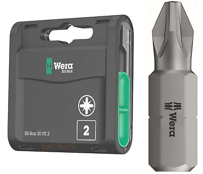 £9.95 • Buy WERA 20 Universal Pozi 2 PZ2 25mm Length Drill Screwdriver Bits & Box, 057760