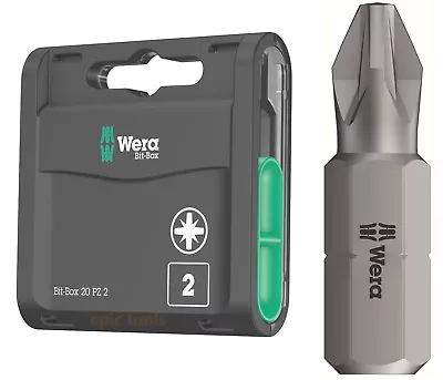 WERA PZ2 Extra Hard 25mm Length Drill Screwdriver Bits & Box 057760 20 Pack • £9.95