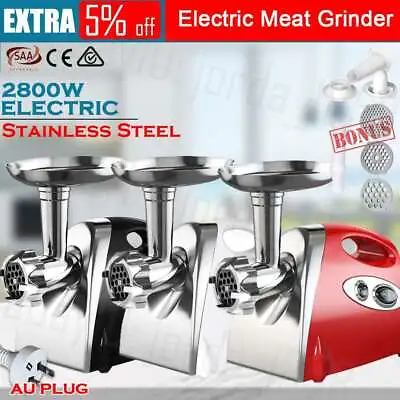 $71.24 • Buy 2800W Electric Meat Mincer Sausage Filler Stuffer Kibbe Maker Machine Steel SAA