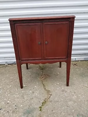 Vintage Mid Century Record Cabinet Side Table With Two Swing Doors Mahogany? • $125