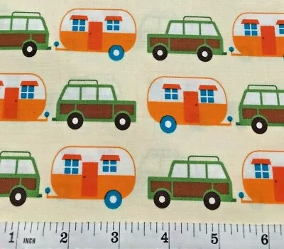 Camping Trailers - Robert Kaufman - Quilt Fabric - Free Shipping - Yard • $12.99