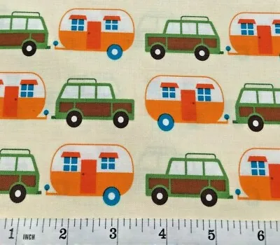 Camping Trailers - State To State - Robert Kaufman - Quilt Fabric - Half Yard • $5.99