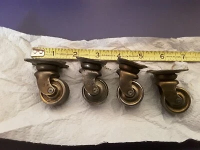 $60 • Buy 4 Vintage Antique Bassick Metal Steel Industrial Caster Cart Wheels