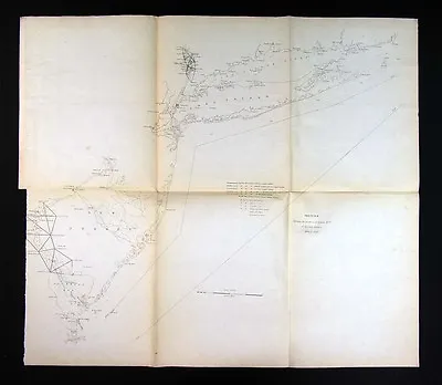 1851 US Coast Survey Map New York Manhattan Long Island Jersey Delaware Bay • $39.99