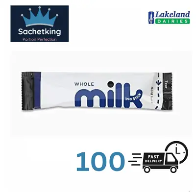 100 X Lakeland Whole Milk Sticks 10ml Long Life UHT Portions Sachets • £6.99