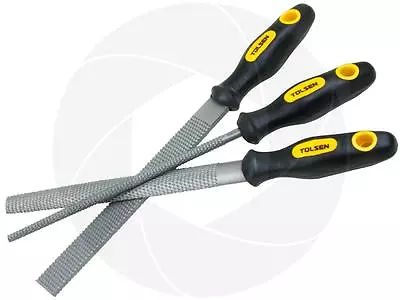 $15.99 • Buy 3pc Carbon Steel Rasp File Set Grinder Half Round Flat Wood Woodwork Rubber Grip