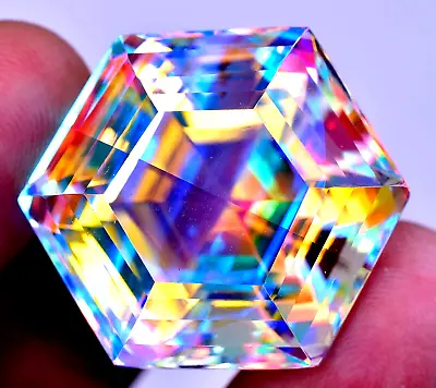 85 CT+ Rainbow Color Hexagon Cut Natural Mystic Topaz Certified Gemstone • $23.19