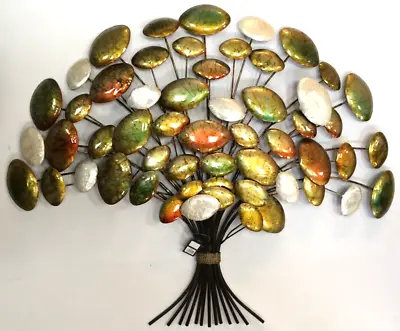 Contemporary Metal Wall Art Decor Sculpture Tree Bunch Mother Of Pearl • £56