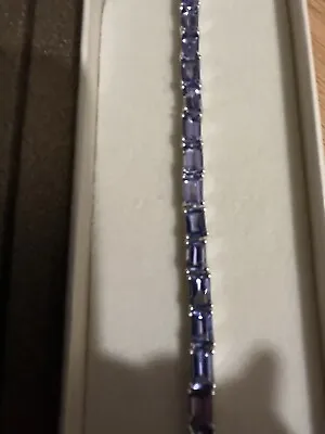 28 Stone X AA Tanzanite Bracelet In Platinum Over Silver 15.75 Carat Total   • £345