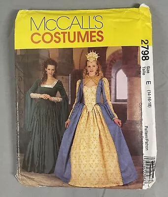 McCalls 2798 Sew Pattern Elizabethan Gown Gothic Dress Sz 14-18 UNCUT Medieval • $9.99