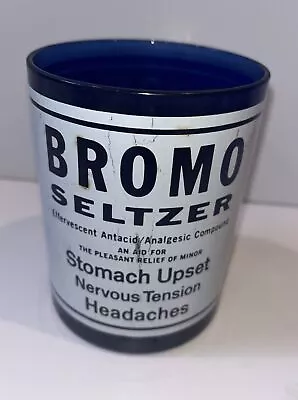 Vintage Cobalt Blue Bromo Seltzer Glass Cup 12 Oz • $20.27