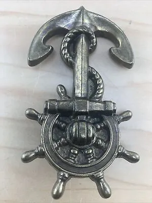 Nautical Decor Keeler Brass Ship Anchor And Wheel Cabinet Door Pull • $24.99