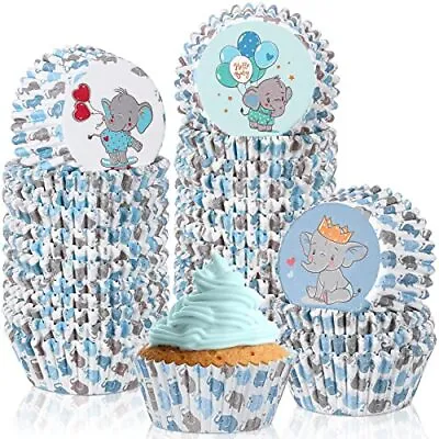 $20.96 • Buy 300 Pcs Baby Shower Cupcake Liners Boy Elephant Muffin Cups Paper Liners Blue...