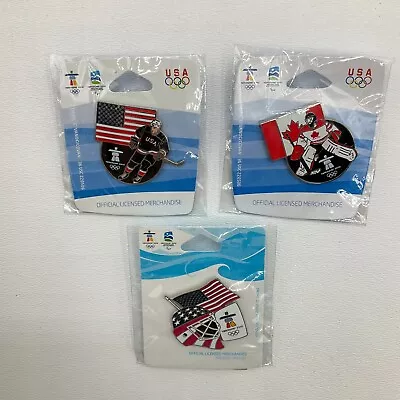 2010 Vancouver Winter Olympics Hockey Pin Lot Of 3 USA Canada Goalies • $29.99