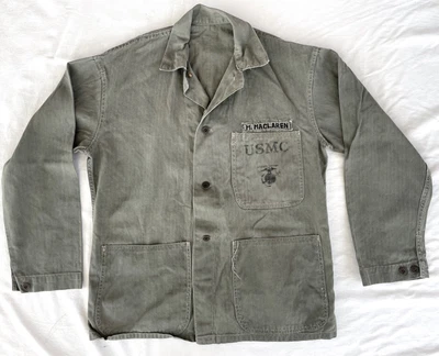 $159.99 • Buy Original WW2 USMC P-41 Three Pocket COAT - HBT Shirt Sz 38 Named Officer? EGA