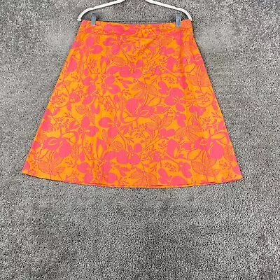 Hanna Andersson Pull-On A-Line Skirt Women's Size Medium Orange Floral Cotton • £24.05