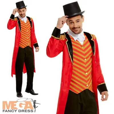 Deluxe Ringmaster Mens Fancy Dress Great Circus Showman Lion Tamer Adult Costume • £31.49