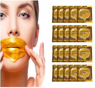 24k Gold Collagen Lip Masks Bio Crystal Anti Wrinkle Ageing Lip Mask Patch • £14.99