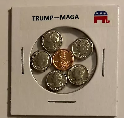   Trump - Maga   - Modern Mini U.s. Coins Set In Holder   • $7.98