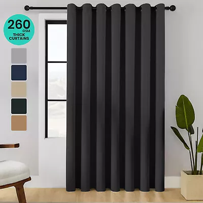 Blackout Door Curtains Thick Thermal Ready Made Eyelet Ring Top Energy Saving UK • £16.99