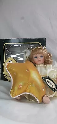 Geppeddo Porcelain Doll In Box MINDY MINI ANGEL W WINGS Adorable Star Pillow Vtg • $12.60