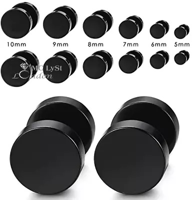 £2.79 • Buy Black Earring Barbell Punk Surgical Steel 316L Stud Earrings Men Women Round