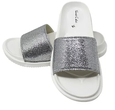 Thomas Calvi Slider Flip Flops Summer Glittery Sparkle Slip On Slippers 4-8 UK • $23.73