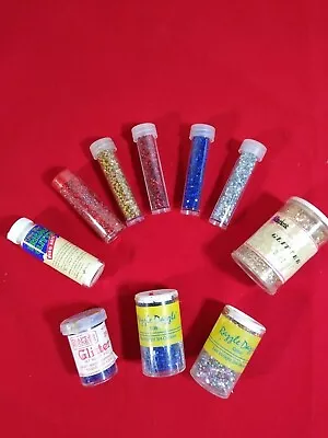 Lot Of 10 Vials GLITTER - Various Colors - Mostly New Some Used Some Stars • $12.99