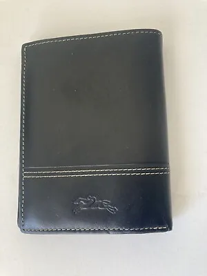 Longchamp-100% Genuine Leather Black Fold Wallet Cardholder Coin Purse • $48.70