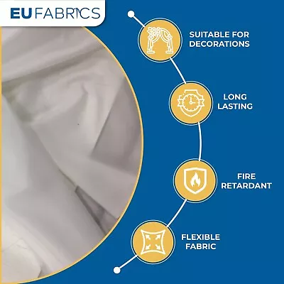 MARQUEE LINING FABRIC WHITE Fire Retardant Trevira Lining Draping Studio Backdro • £59.99